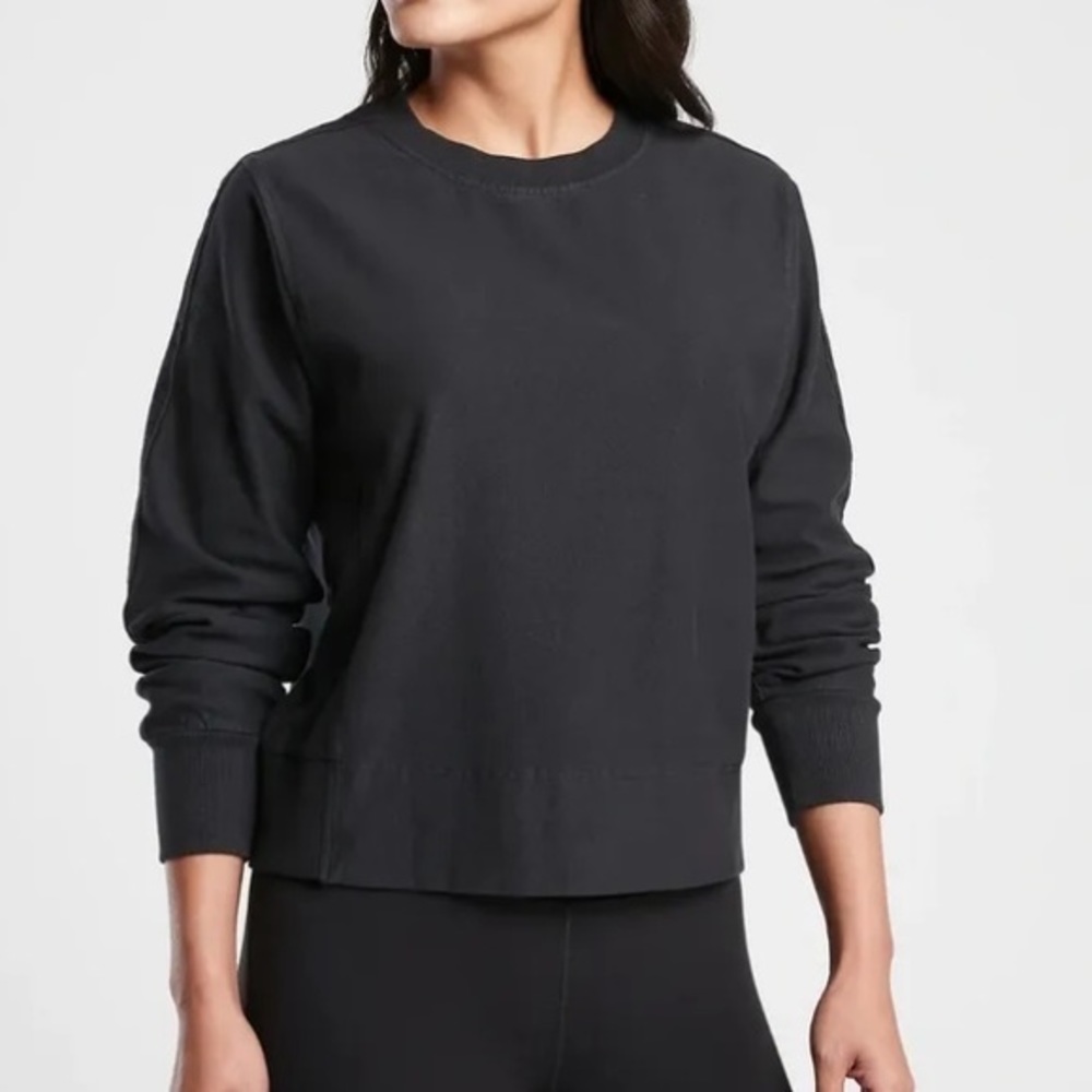 Athleta Women's Farallon Garment Dye Sweatshirt Black 657656 size L